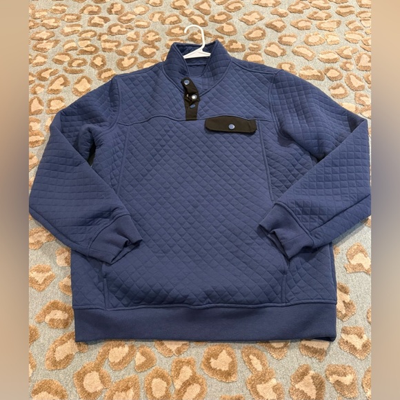 Men's Quilted Blue Pullover - Picture 3 of 7